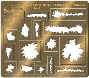 ParaGrafix Generic Damaged Hull, Fuselage Panels (15) Photoetch Stencil Set PGX134