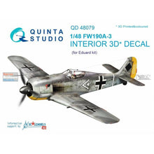 Load image into Gallery viewer, Quinta Studio 1/48 Interior 3D Decal German Fw190A-3 (EDU) QD48079