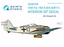 Load image into Gallery viewer, Quinta Studio 1/48 Interior 3D Decal German Fw190A-8/A-9(R11) (EDU) QD48128