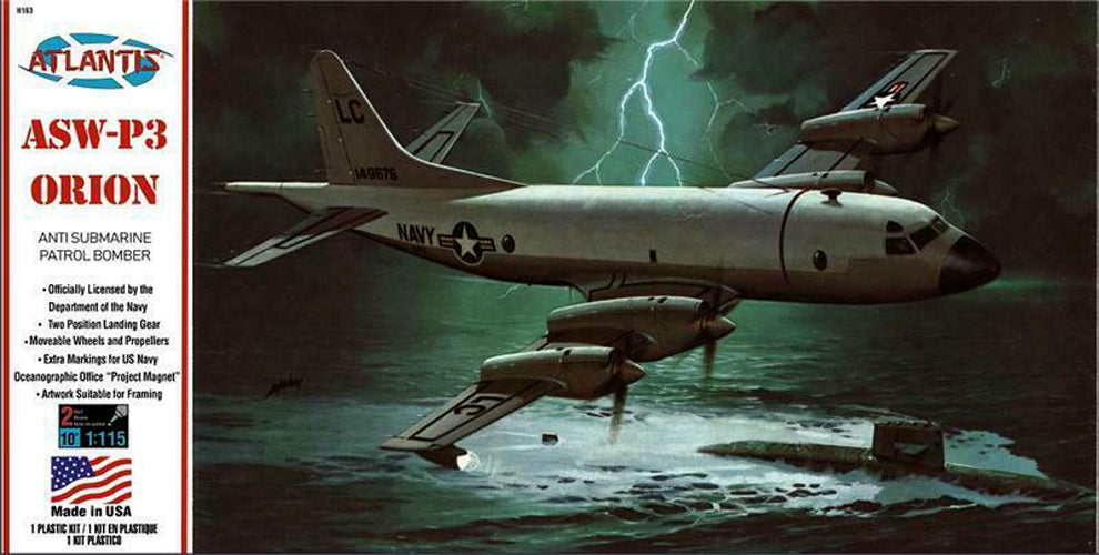 Atlantis 1/115 US P-3A Orion Anti-Submarine Patrol Bomber H163