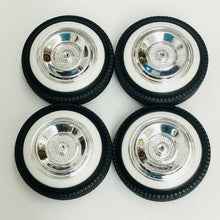 Load image into Gallery viewer, Pegasus 1/24 Rim &amp; Tire Set 1127W Crossbars Rims w/ Wide Whitewall Tires (4)