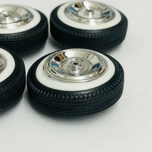 Load image into Gallery viewer, Pegasus 1/24 Rim &amp; Tire Set 1127W Crossbars Rims w/ Wide Whitewall Tires (4)
