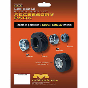 Moebius 1/25 Super Single Trailer Wheel And Tire Set 1018
