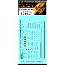 Load image into Gallery viewer, HGW 1/48 British Spitfire HF Mk.VIII Stencils 248047