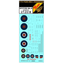 Load image into Gallery viewer, HGW 1/72 British Spitfire Mk.IX Stencils 272018