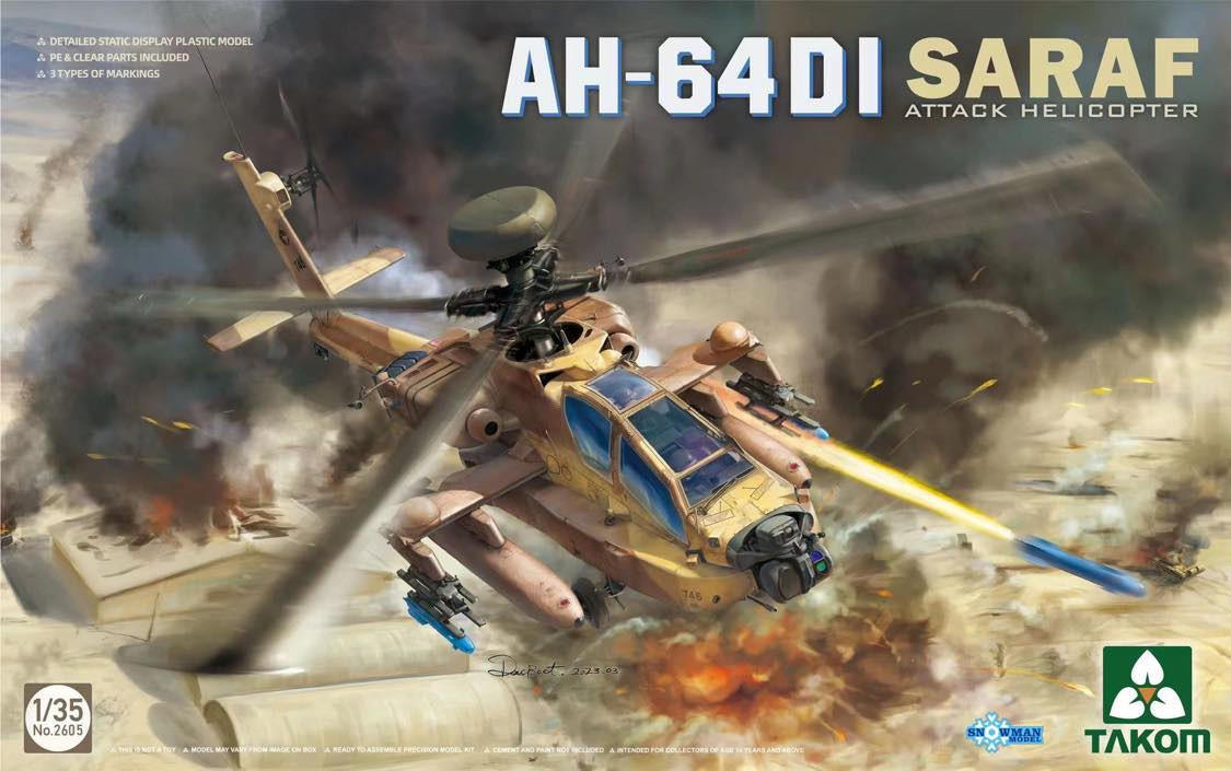 Takom 1/35 Israeli AH-64 DI Saraf Attack Helicopter 2605