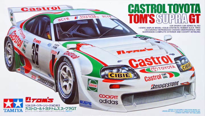 Tamiya 1/24 Castrol Toyota Tom's Supra GT Plastic Model Kit 24163