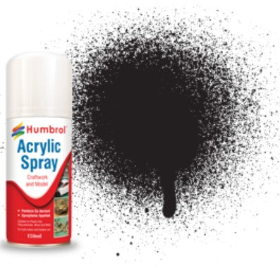 Humbrol 150ml Acrylic Matte Black Primer Spray AD6033