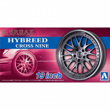 Load image into Gallery viewer, Aoshima 1/24 Rim &amp; Tire Set (101) K. Break  Hybreed Cross Nine 19" 06114